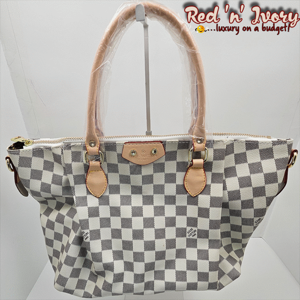 White & Grey Checkered Tote (BAQ)