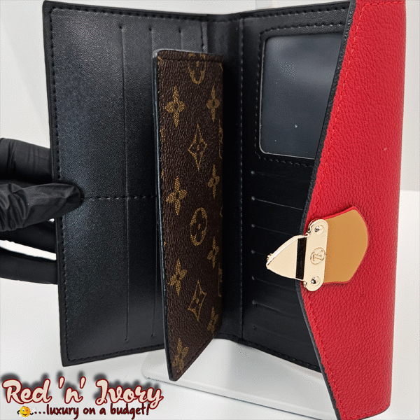Monogram & Red Flap Envelope Wallet (BAW)