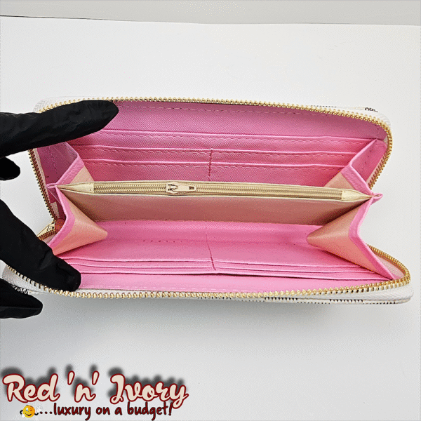 White & Grey Check  Zip Wallet (BAZ)