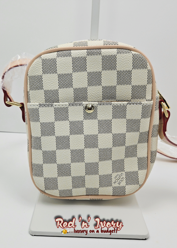 White & Grey Check Crossbody Bag (CAD)