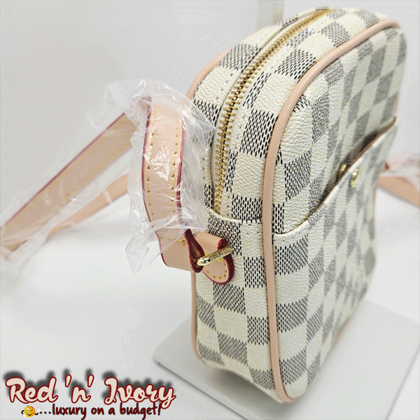 White & Grey Check Crossbody Bag (CAD)