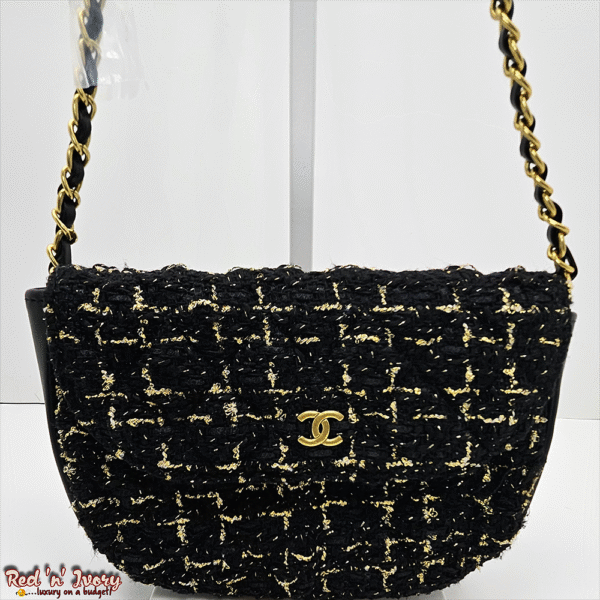 Black & Gold Tweed Mini Flap Bag (CAG)