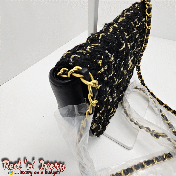 Black & Gold Tweed Mini Flap Bag (CAG)
