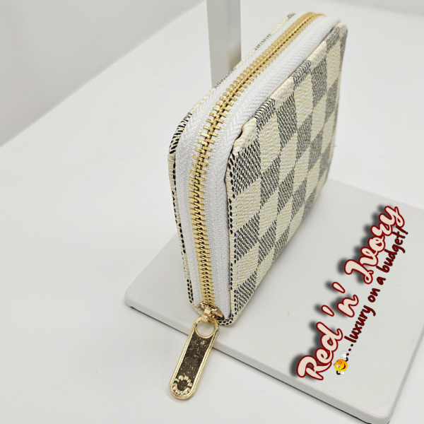 White & Grey Check Mini Wallet (CAI)
